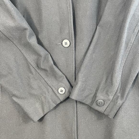 EILEEN FISHER L Large Washable Stretch Crepe Jacket Single Button Long Black - Picture 5 of 14